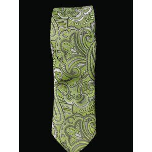 Paul Malone Mens Green Paisley Silk Tie and Pocket Square T01 V